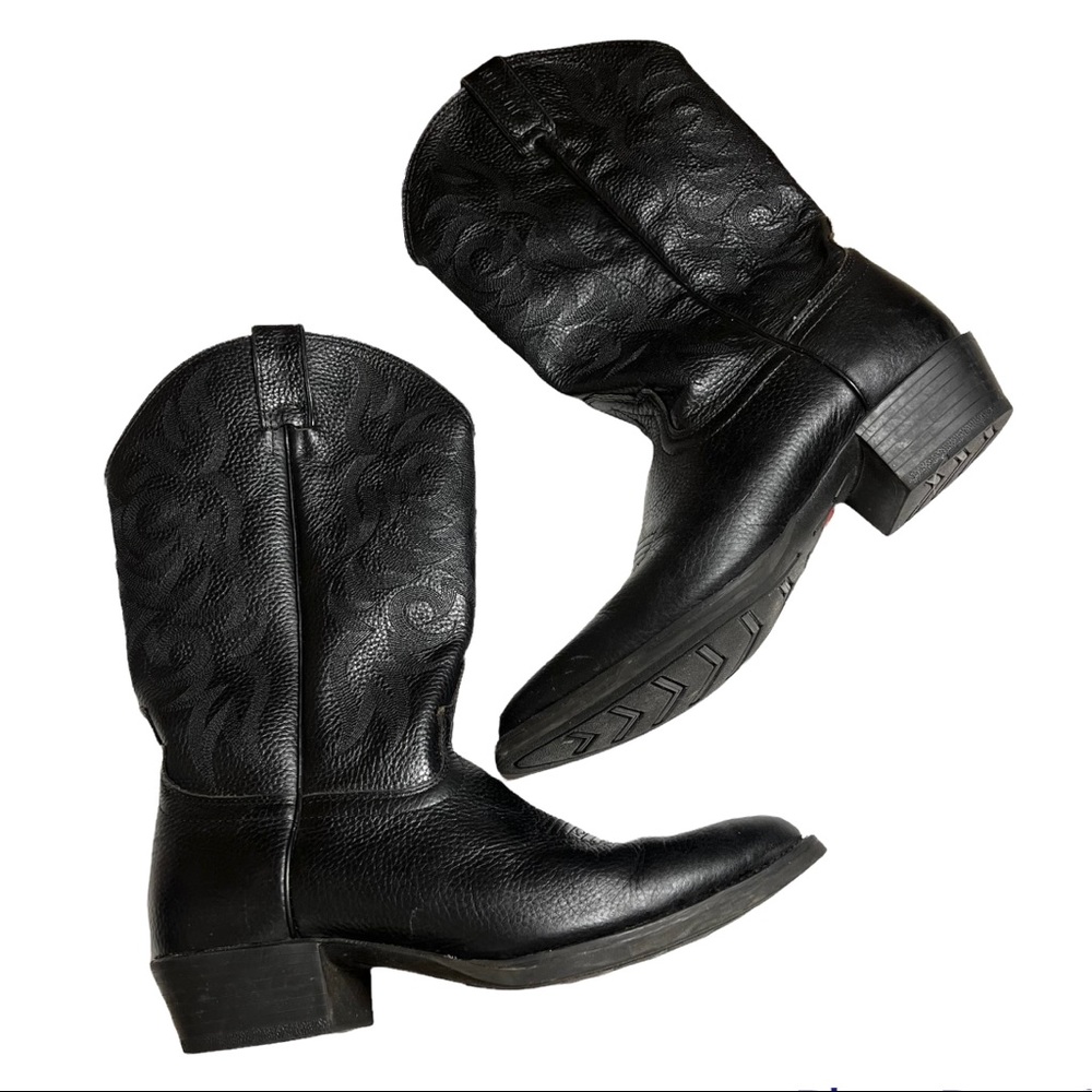 Justin Western Boots Mens Cowboy Round DeerBent Rail Black 2553